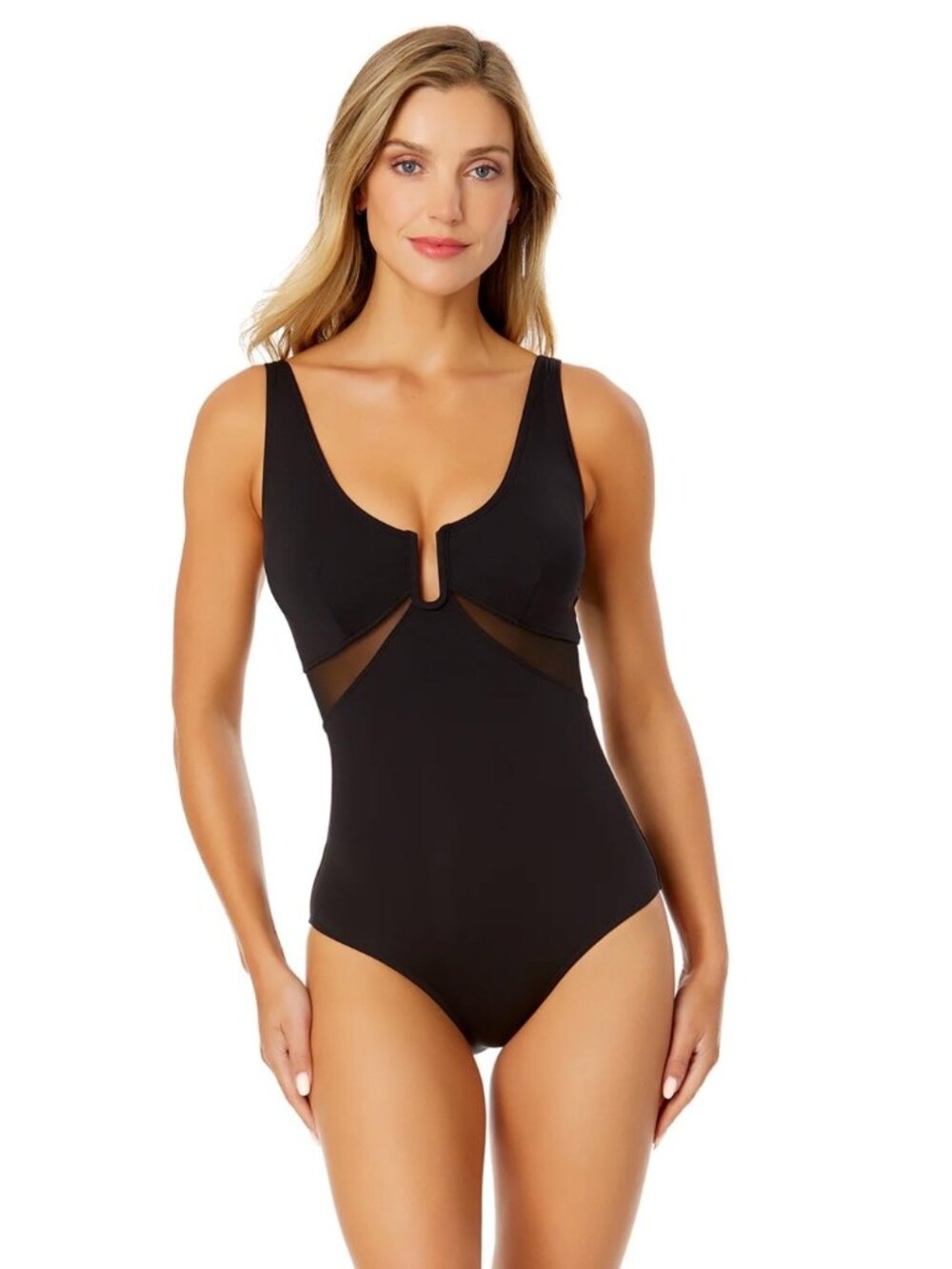 Ann Cole NEW Women's Mesh Around U Ring Mesh Insert One Piece Swimsuit 12
